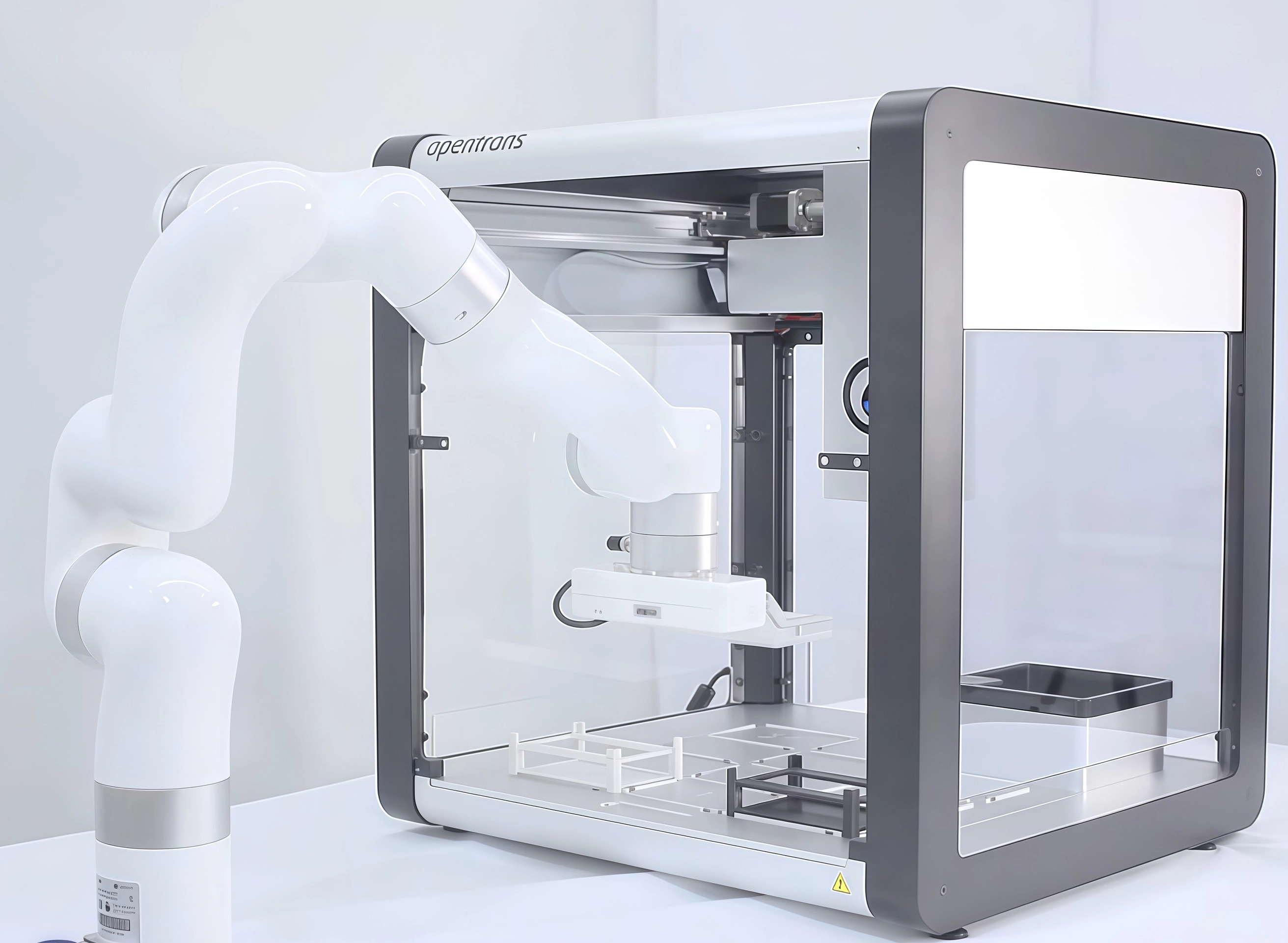 xArm cobot positioned beside a laboratory automation workstation with a BIO Gripper