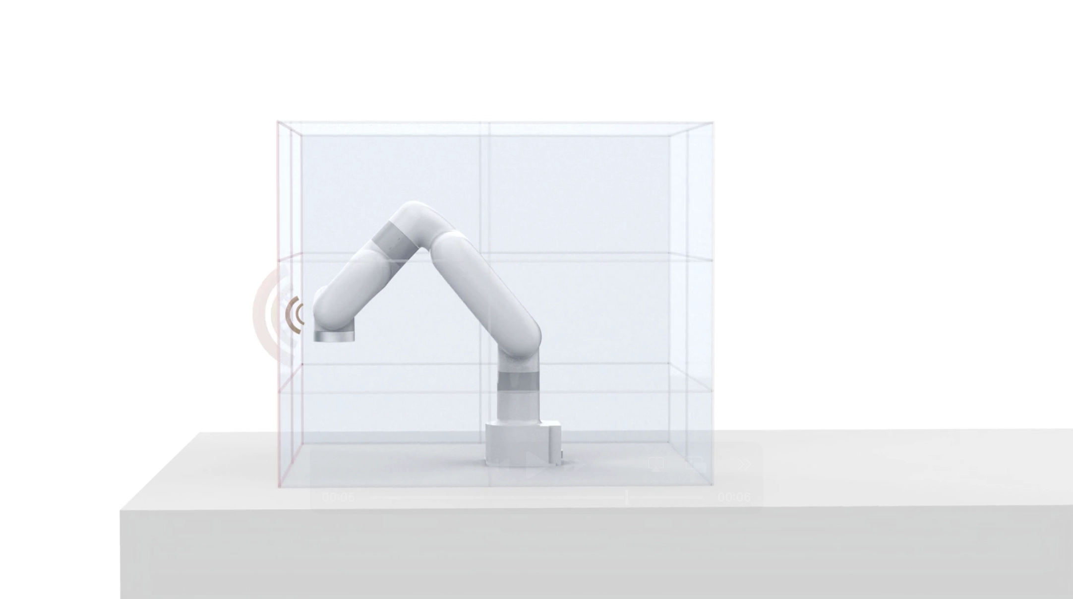 UFACTORY Lite 6 operating within a configurable virtual safety boundary that limits its working range.