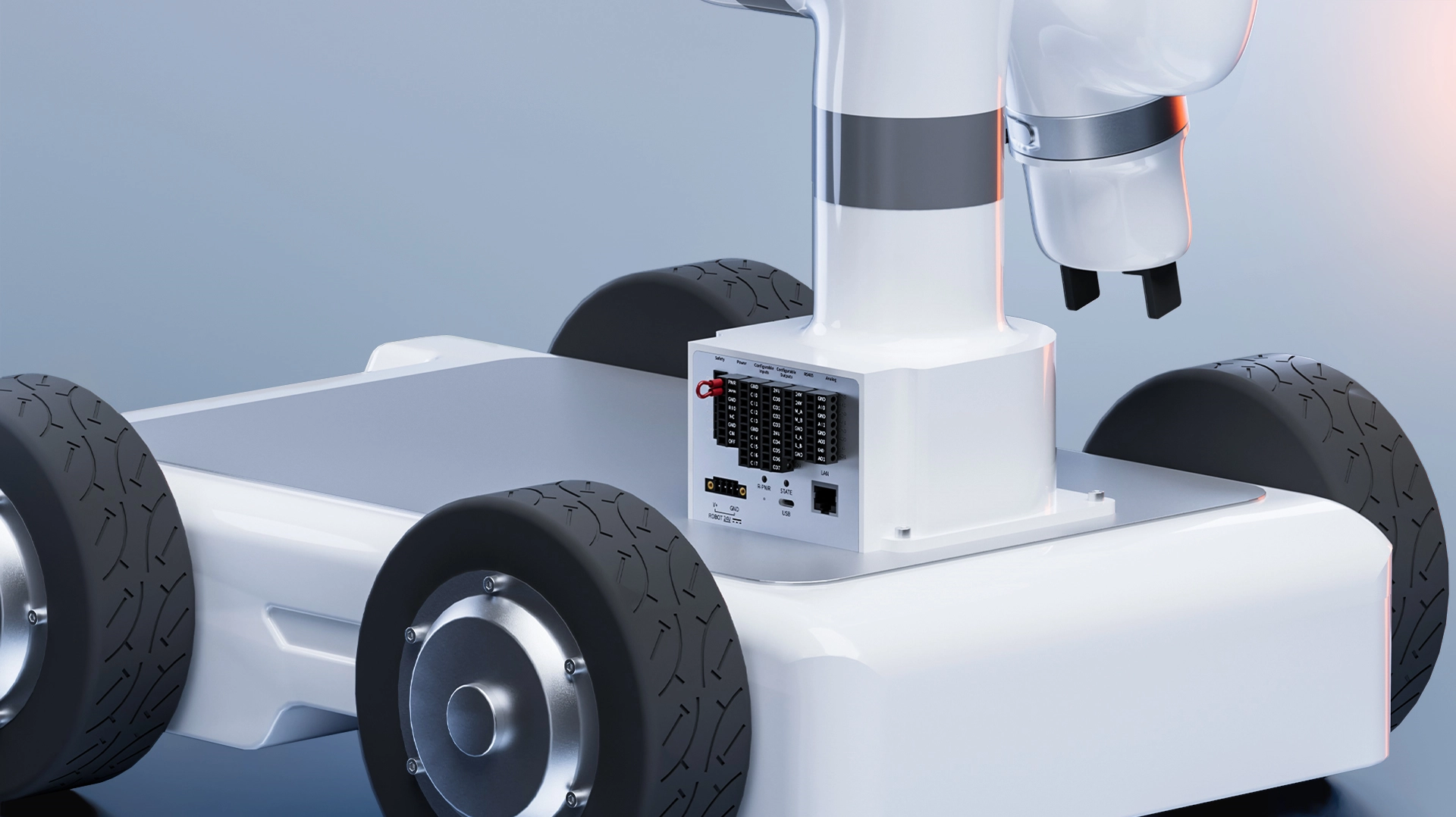 UFACTORY Lite 6 arm mounted on a mobile robot base with integrated control box